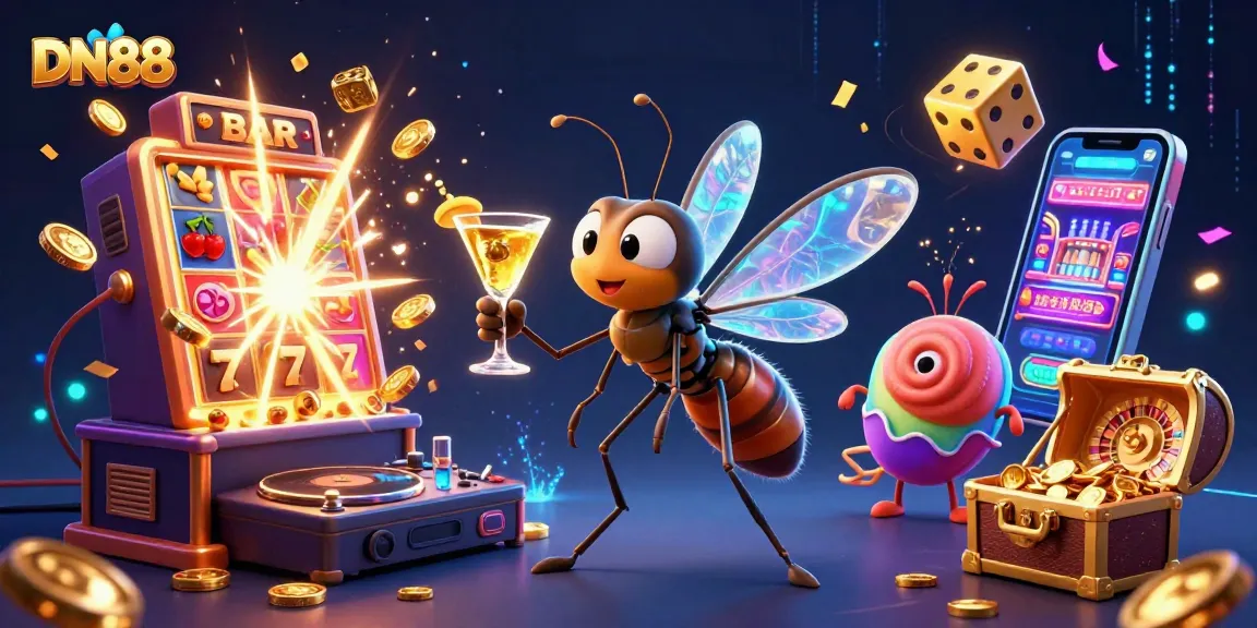 Experience thrilling gameplay with DN88's vibrant casino mascot and lively gaming elements.