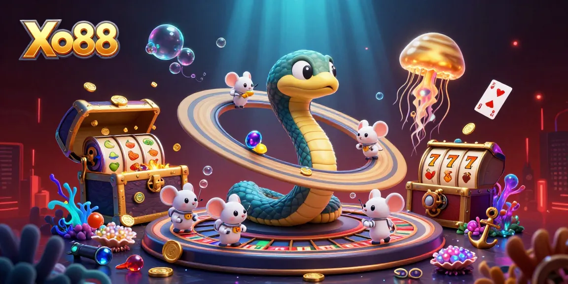 Xo88 evokes thrills with cartoon snakes and astronaut mice in an exciting cosmic casino.