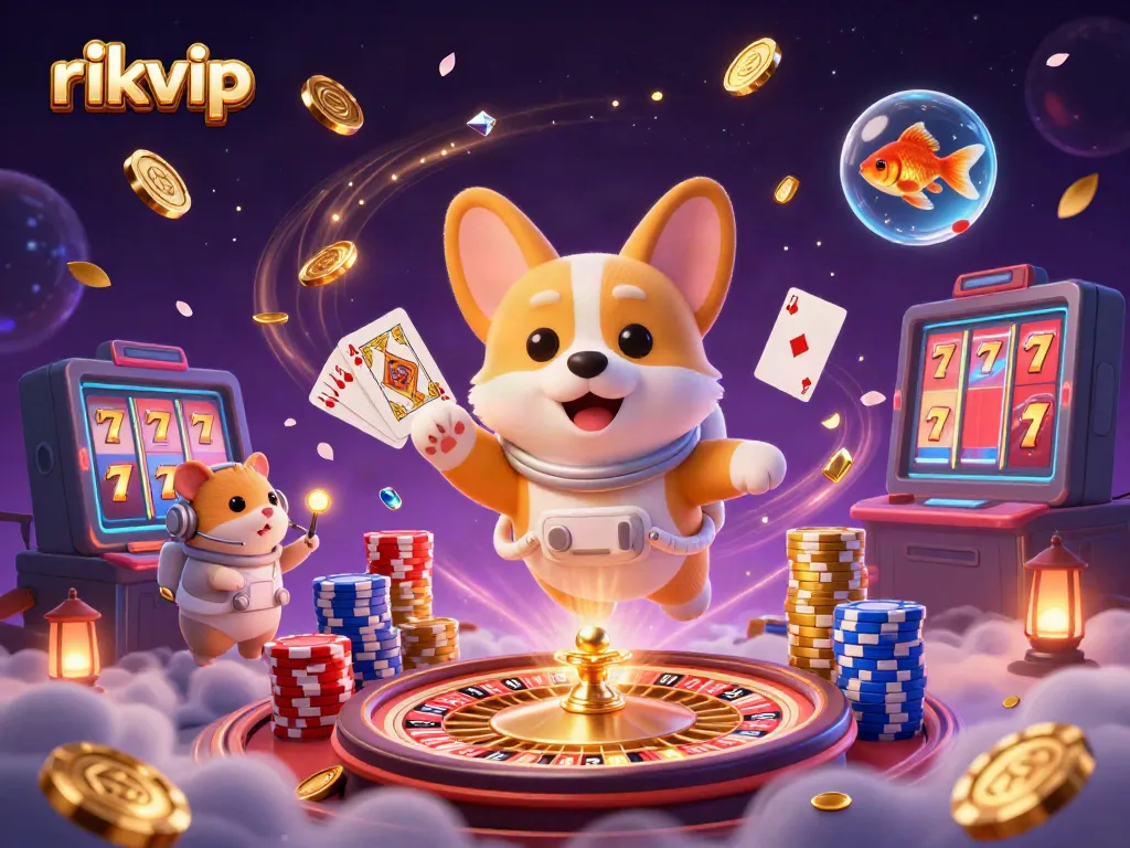 Experience exciting gameplay with rikvip, featuring vibrant characters in a space casino setting.