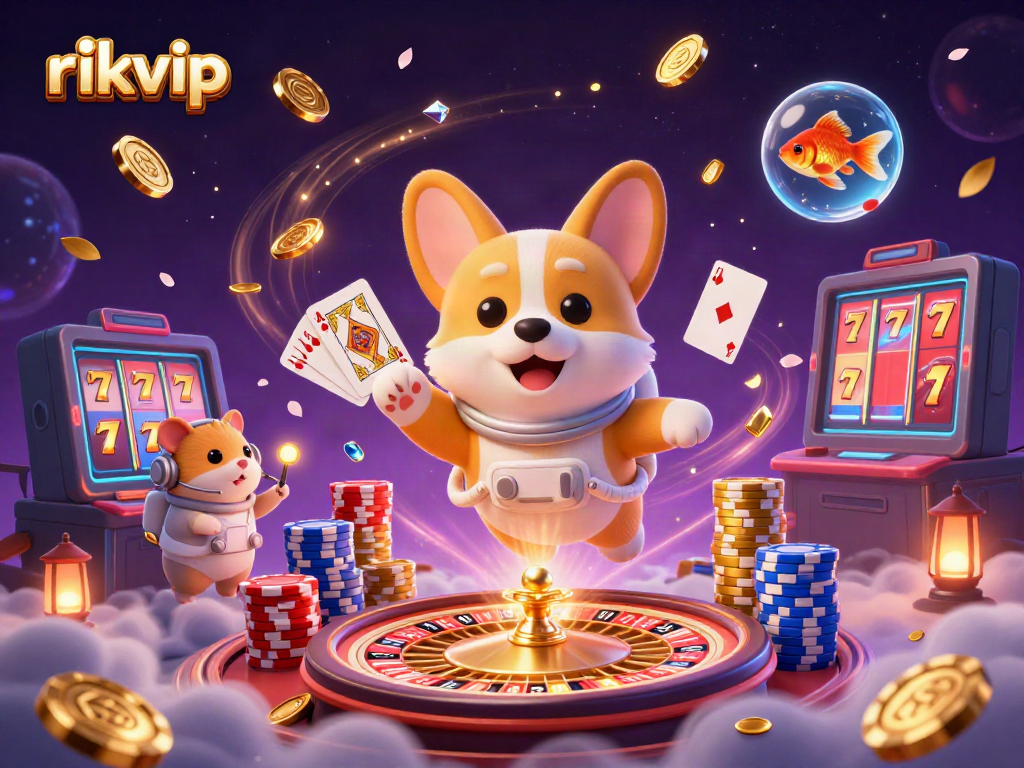 Experience exciting gameplay with rikvip, featuring vibrant characters in a space casino setting.