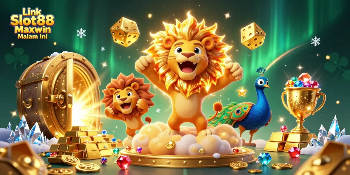 Experience exciting gaming with Link Slot88 Maxwin Malam Ini, featuring vibrant 3D characters and dynamic casino elements.