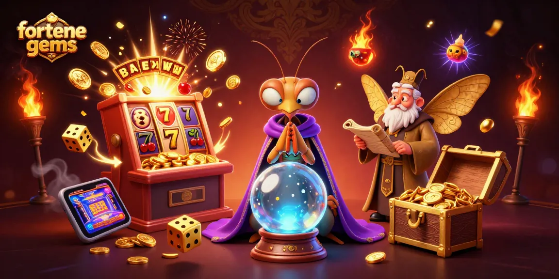 Engage in fortune gems gameplay with a vibrant 3D scene featuring mystical characters and exciting slots.