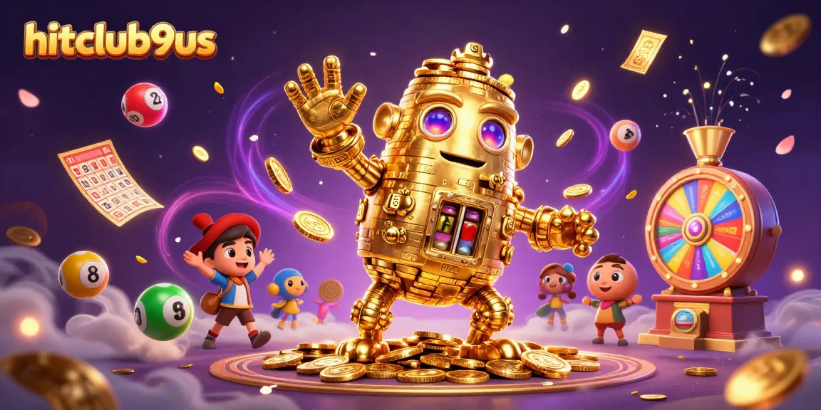 Engage with hitclub9us at a dynamic 3D casino scene filled with vibrant gambling elements.