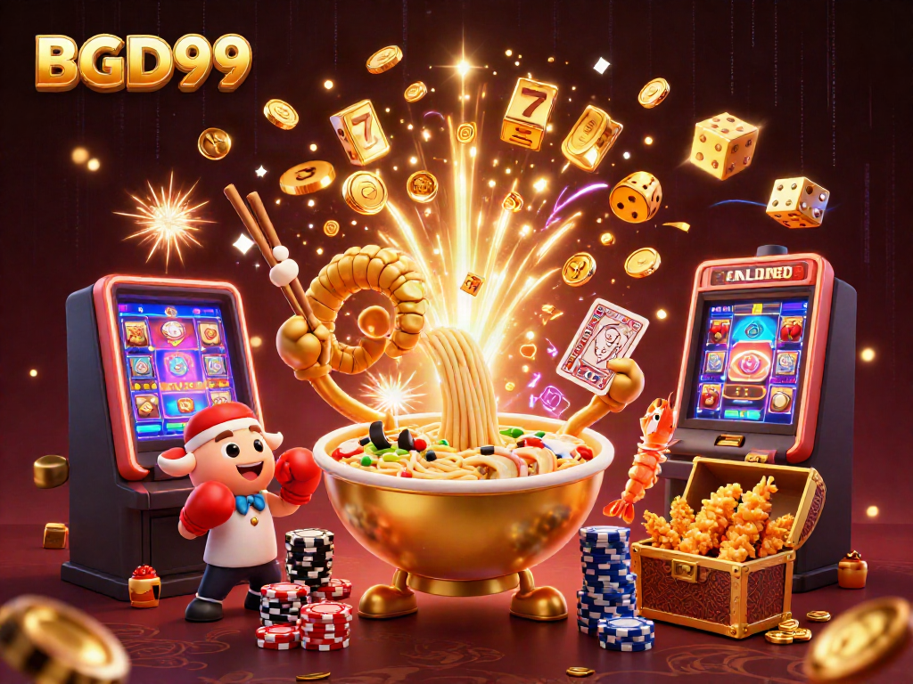 Engage with the vibrant world of BGD99 Casino featuring dynamic characters and a jackpot explosion.