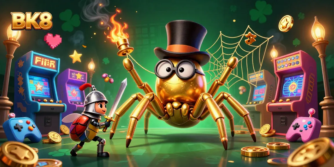 Engage in BK8's thrilling casino adventure illustrated with captivating characters and vibrant game elements.