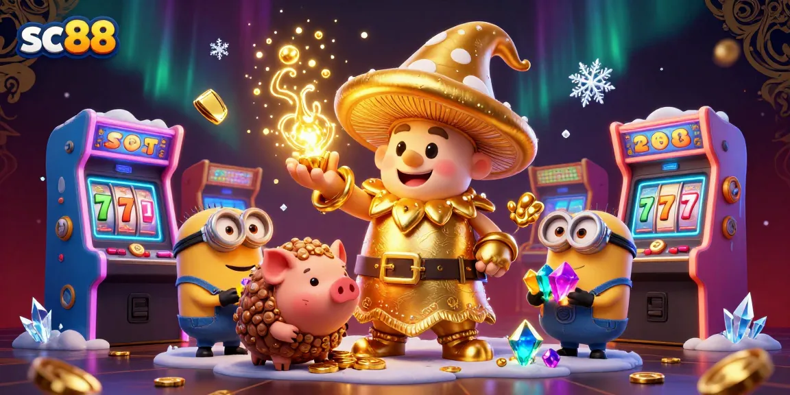 Experience the thrill of sc88 gaming with golden wizard and treasures in a vibrant casino setting.