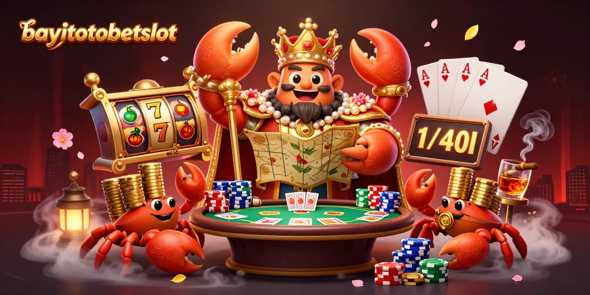 Experience the excitement of bayitotobetslot with a golden crab emperor at a dynamic casino scene.