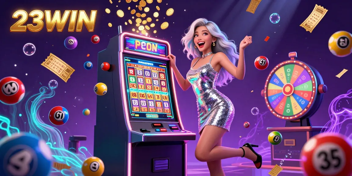 Celebrate big wins at 23WIN with vibrant slot machine excitement and lively game elements.