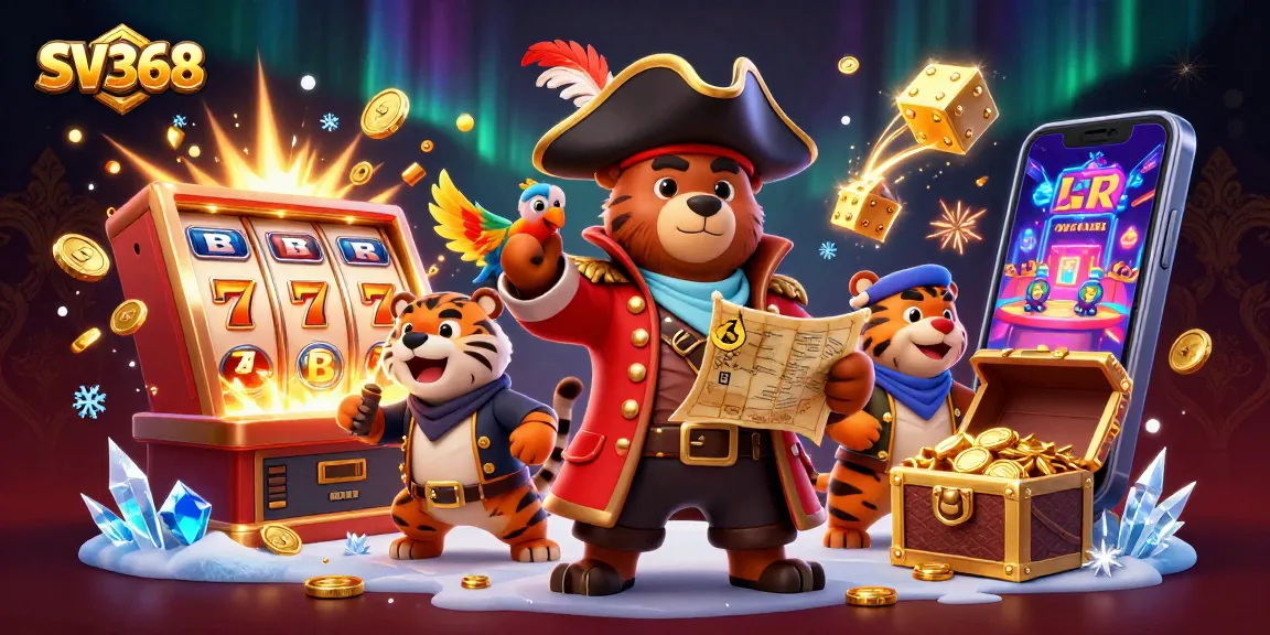 Engage in thrilling slots action at SV368 with our pirate-themed casino illustration featuring adventure and jackpots.