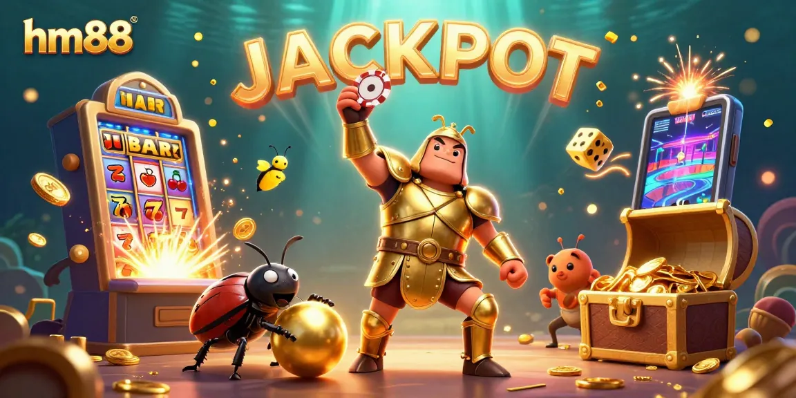 Experience the thrill of hm88 with victorious beetles amidst a bounty of casino treasures.
