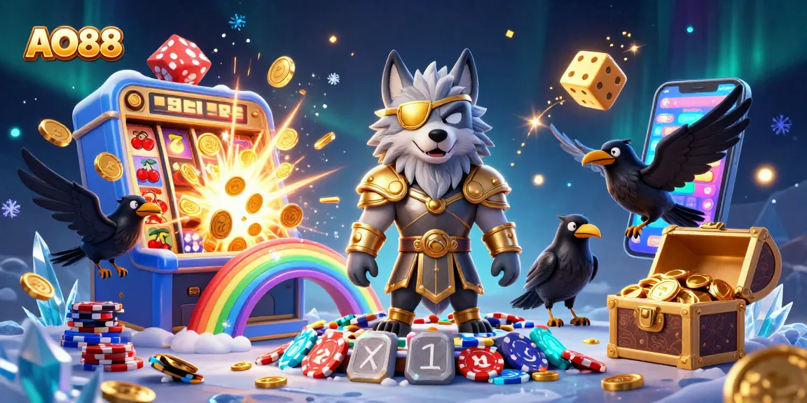 Experience epic wins with AO88 in a vibrant casino scene bursting with action and excitement
