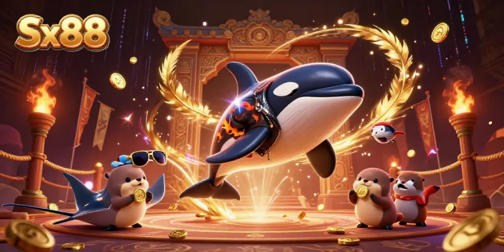 Engage in the thrilling world of Sx88 casino games with dynamic characters and vibrant details.