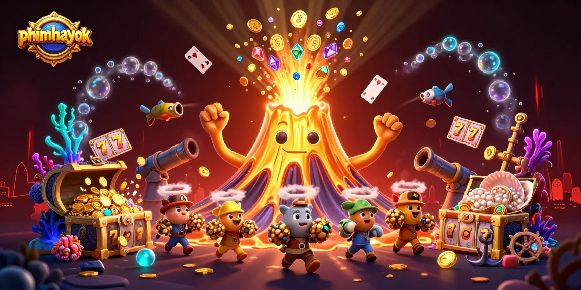 Win big at phimhayok with vibrant 3D casino adventure illustration highlighting dynamic gambling elements.