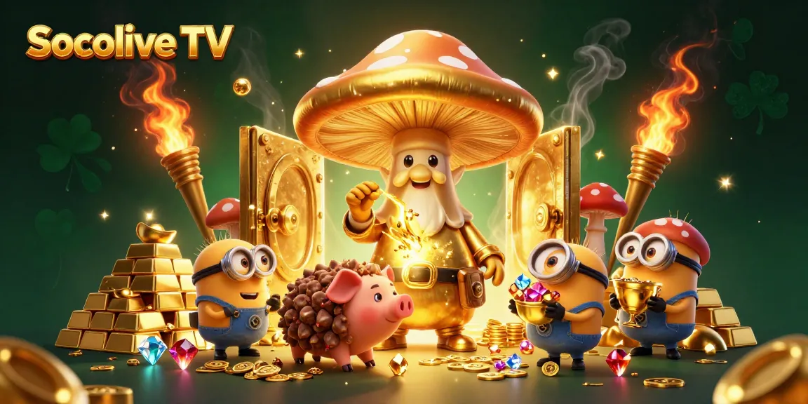 Socolive TV presents an exciting 3D illustration showcasing a magical scene filled with gold and treasures.