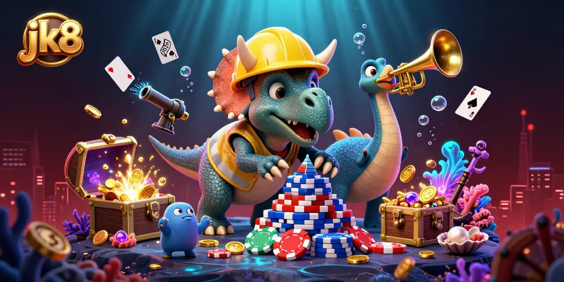 Engage in thrilling gaming at jk8 Casino with top-tier games, celebrating a dynamic casino scene with vibrant characters.