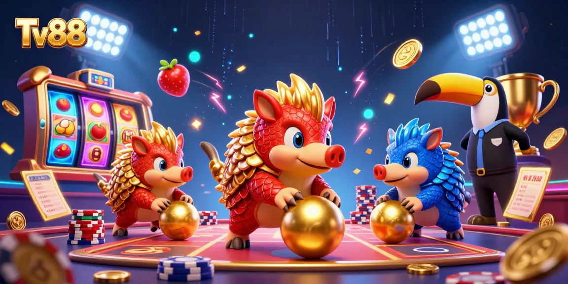 Experience thrilling action with Tv88's pangolins in a vibrant casino showdown.