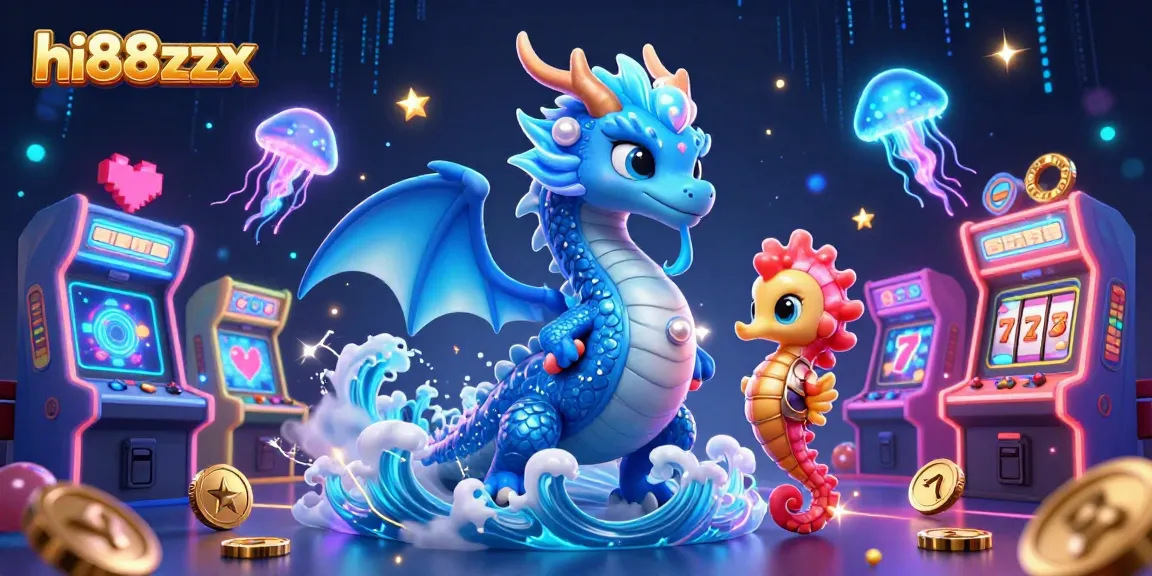 Engage with hi88zzx's vibrant casino universe featuring a water dragon and colorful game elements.