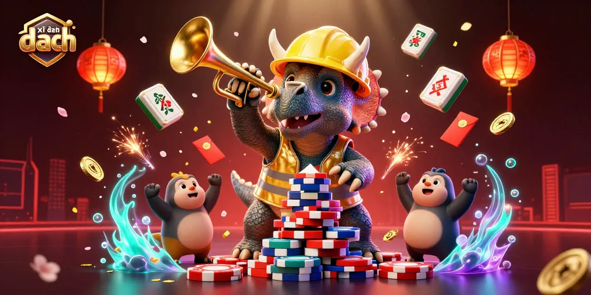 Experience the thrill of xì dách with exciting art and characters celebrating the game.