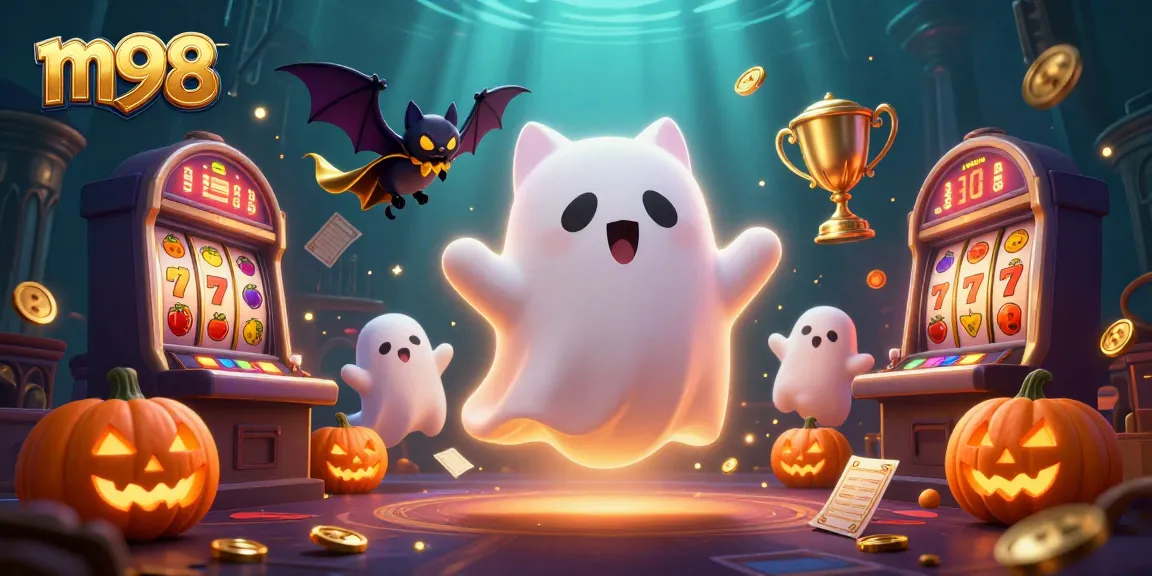 Engage with m98 casino adventures featuring a ghost cat, vampire bat, and glowing jack-o-lanterns!