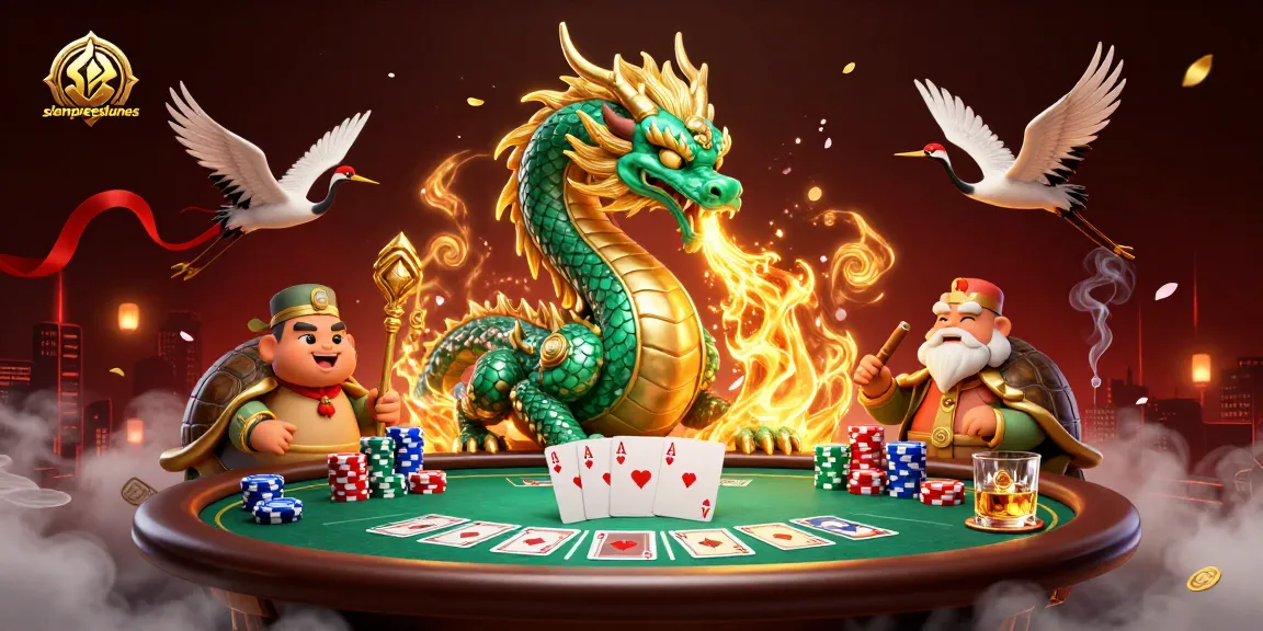 Engage with siempreeslunes through this stunning 3D casino art featuring a dragon and poker elements.