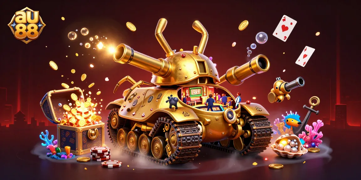Join the excitement at au 88 with a vibrant 3D casino scene featuring engaging game elements.