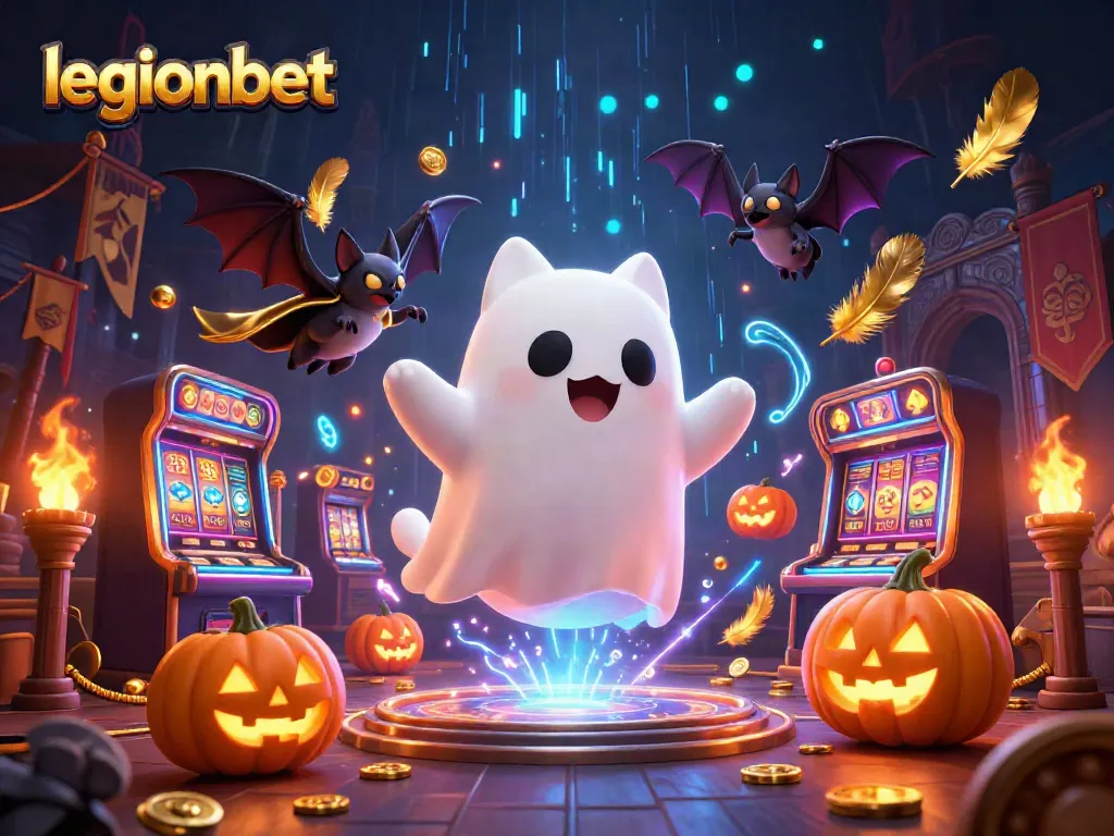 Immerse in the Halloween-themed excitement of legionbet with a ghost cat, vampire bat, and poker jack-o-lanterns.