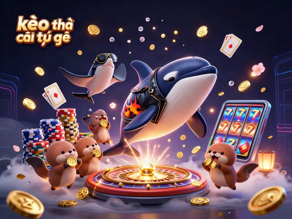Engage with kèo nhà cái trực tiếp through a dynamic 3D casino scene featuring vibrant characters and gaming elements.
