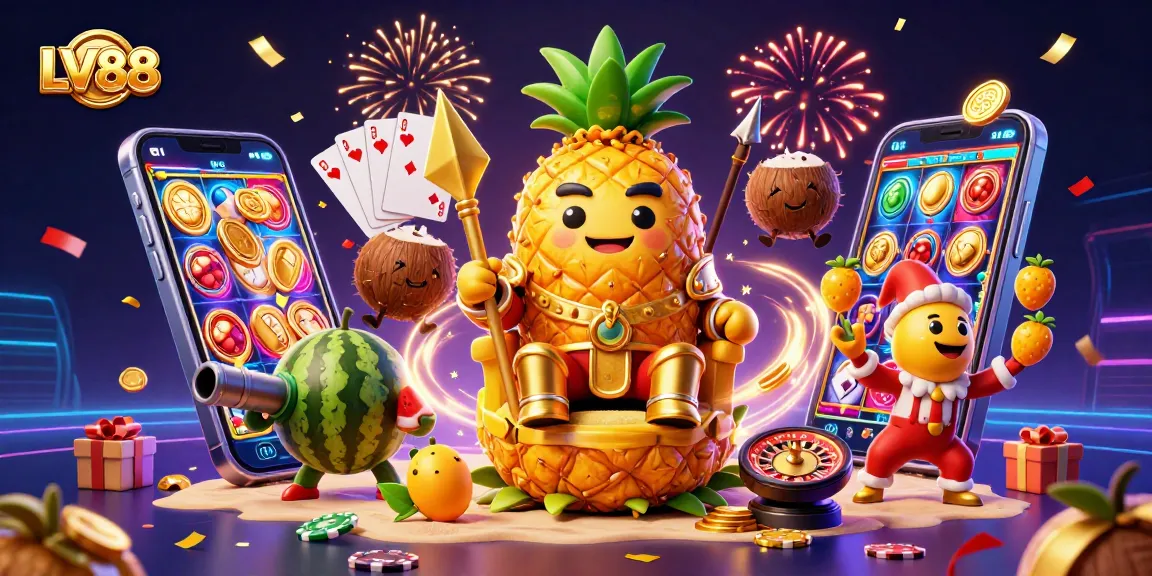 Engage with LV88's thrilling gaming experience featuring a vibrant 3D casino illustration.