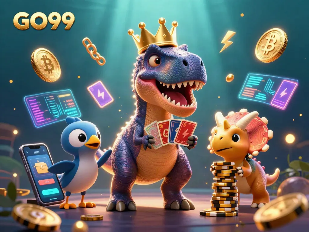 Engage in thrilling action at GO99 with a cartoon T-Rex and friends at the casino.