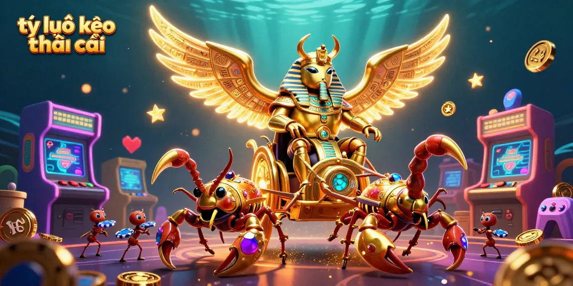 Engage with the tỷ lệ kèo nhà cái in a vibrant 3D illustration of a pharaoh-inspired scene depicting dynamic casino elements.