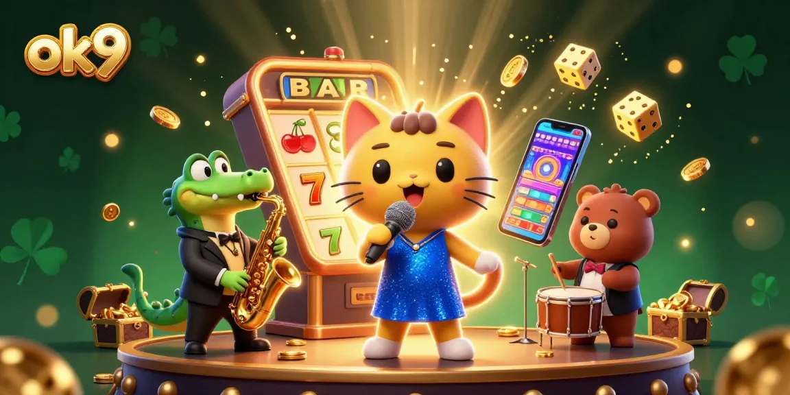 Win big at ok9 as colorful characters entertain in a vibrant casino scene.