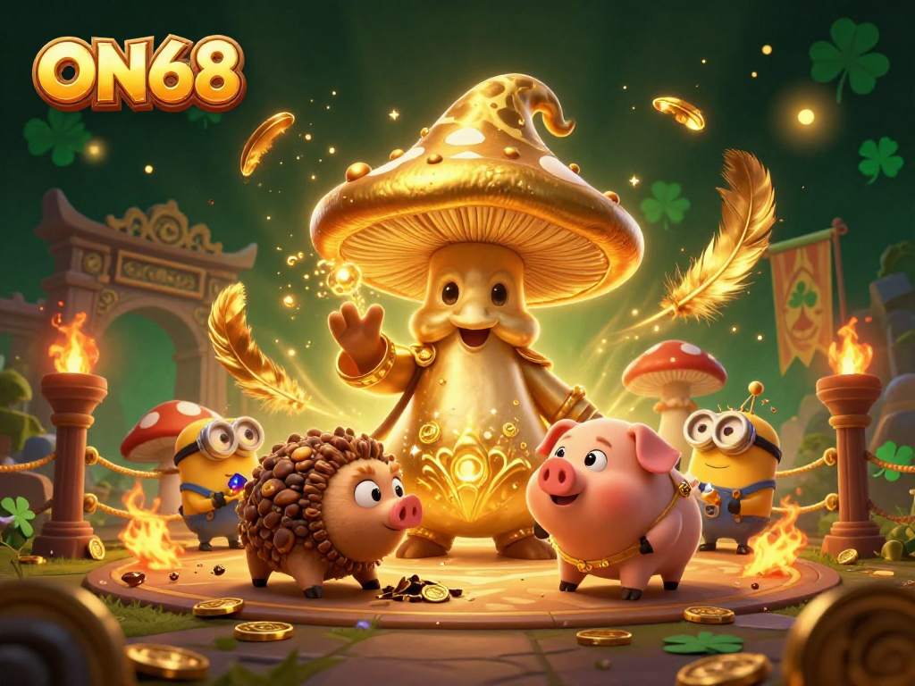 Experience the exhilarating magic of ON68 as a golden mushroom wizard transforms the casino world into gold.
