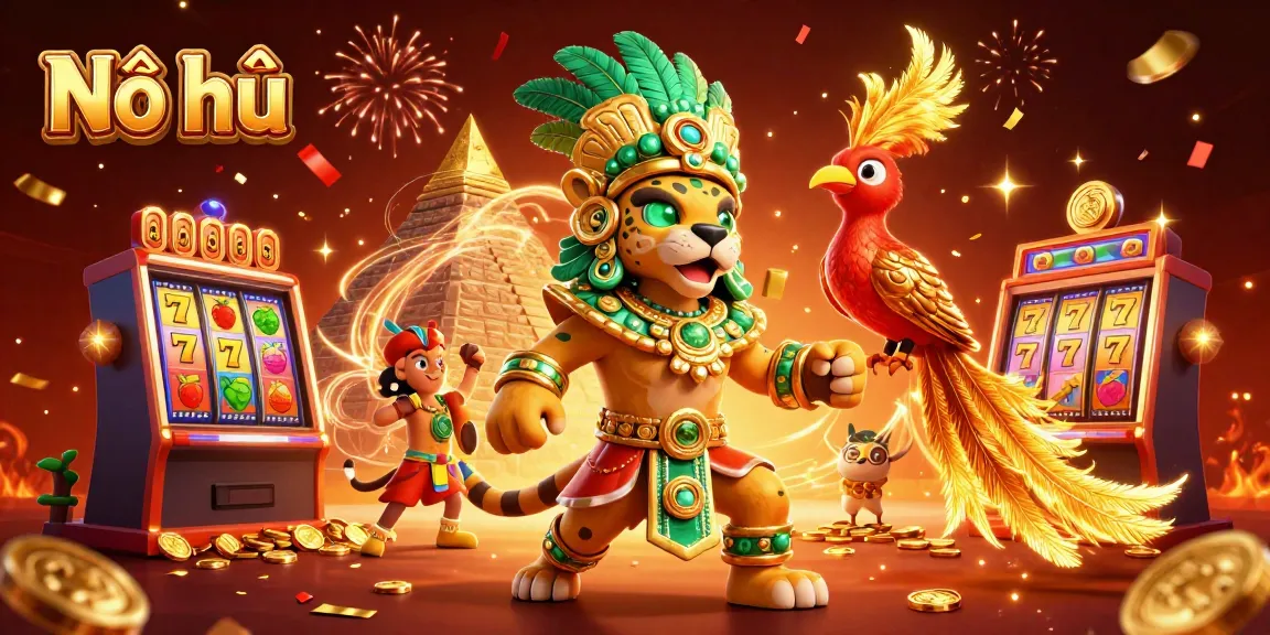 Experience the thrill of Nổ hũ with vibrant slots and engaging Mayan characters lighting up the scene.