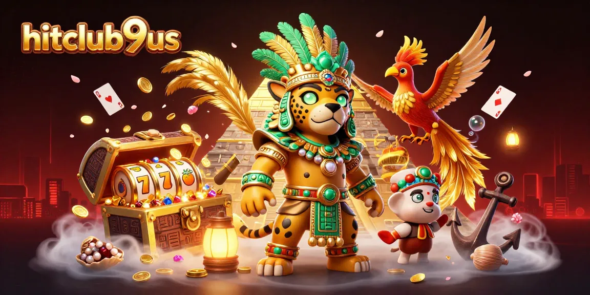 Experience thrilling gameplay with hitclub9us, featuring a Mayan jaguar priest, slot reels, and treasure