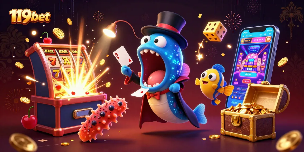 Experience thrilling gaming at 119bet, featuring vibrant 3D action in a casino setting.