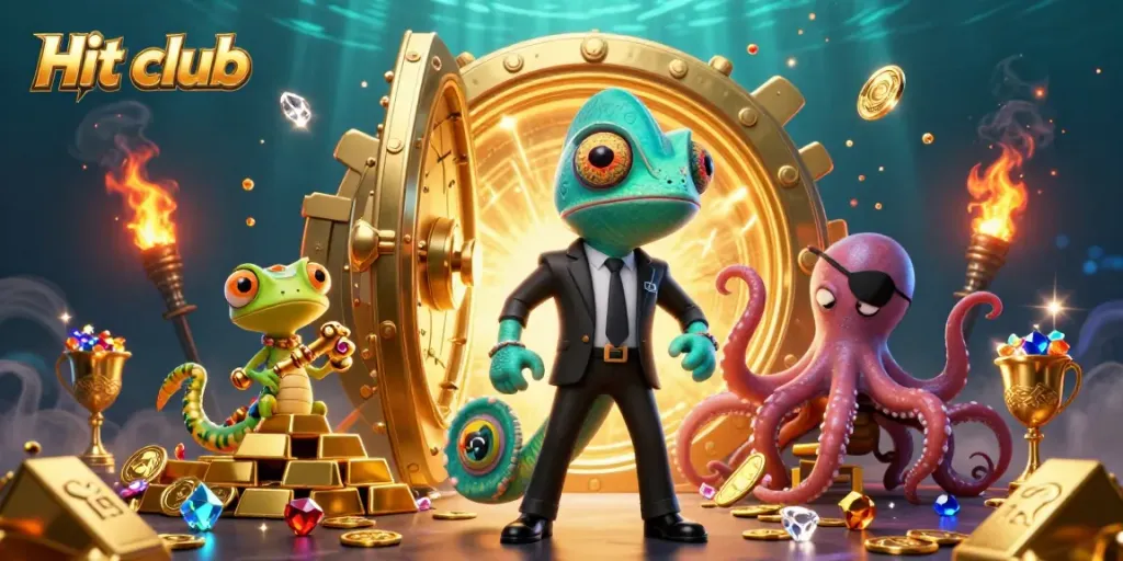 Join the action at Hit club with vibrant gameplay and treasure elements amidst a casino adventure scene.