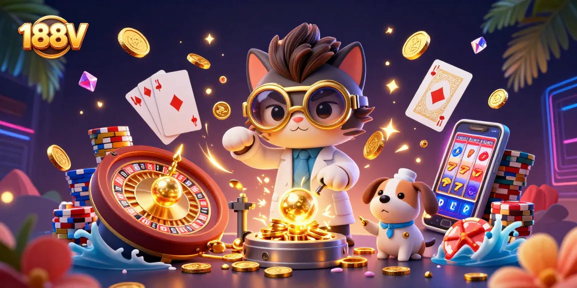 Experience dynamic gameplay at 188V with our mad scientist cat creating coins amidst gambling elements.