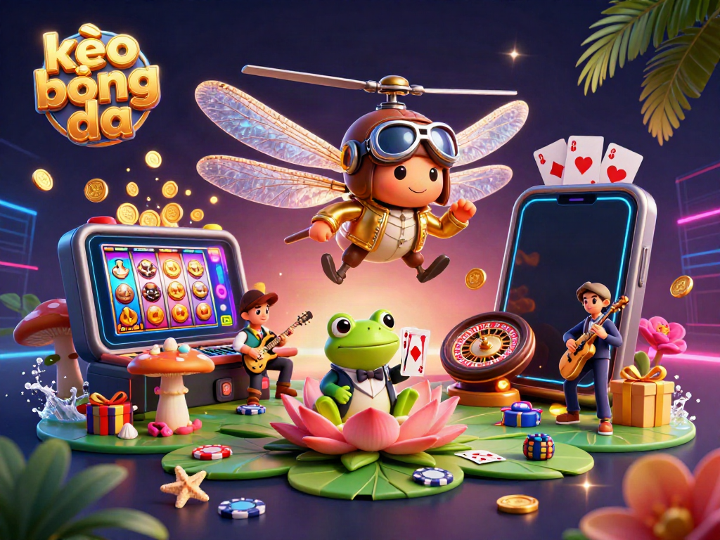 Experience thrilling kèo bóng đá action with a vibrant 3D casino scene featuring unique characters and dynamic elements.