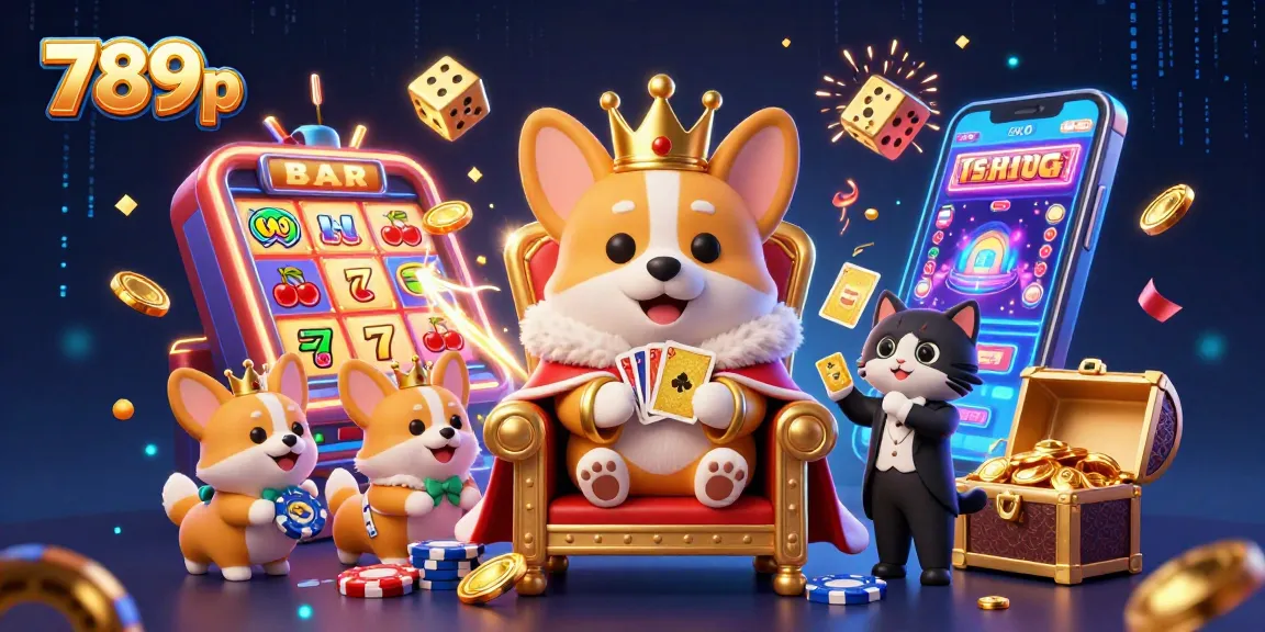 Join the thrill at 789p casino with exciting slots and bonuses, featuring vibrant corgi characters.