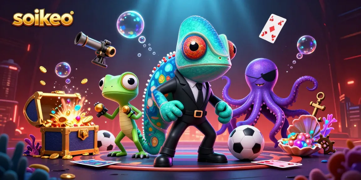 Engage with soikeo's live betting insights featuring dynamic 3D characters in a vibrant scene.