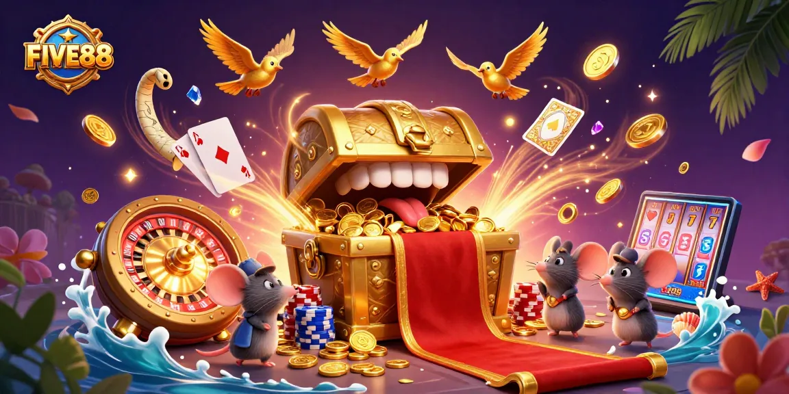 Engage with FIVE88 by uncovering treasures in a vibrant casino adventure.