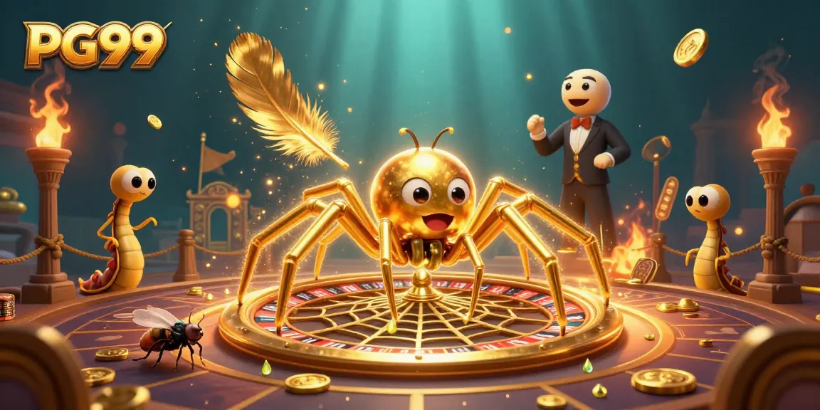 Place bets at PG99 while the golden spider spins the roulette wheel web dynamically.