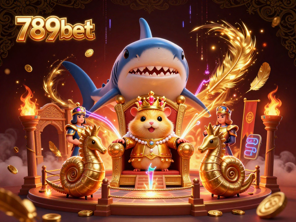 Experience the exciting world of 789bet with a vivid scene featuring a golden hamster king and casino elements.