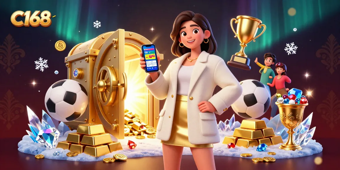 C168 sports bettors engaging with a betting app amidst a luxurious casino backdrop.