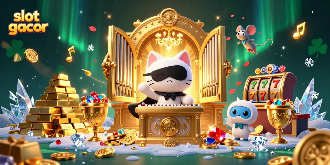 Experience the thrill of slot gacor with a dynamic scene featuring a whimsical casino atmosphere.