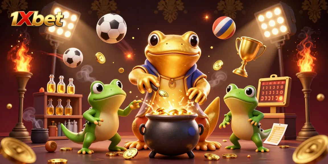 1xbet ile heyecan dolu spor bahisleri yapan karakterlerin bulunduğu renkli 3D illüstrasyon
