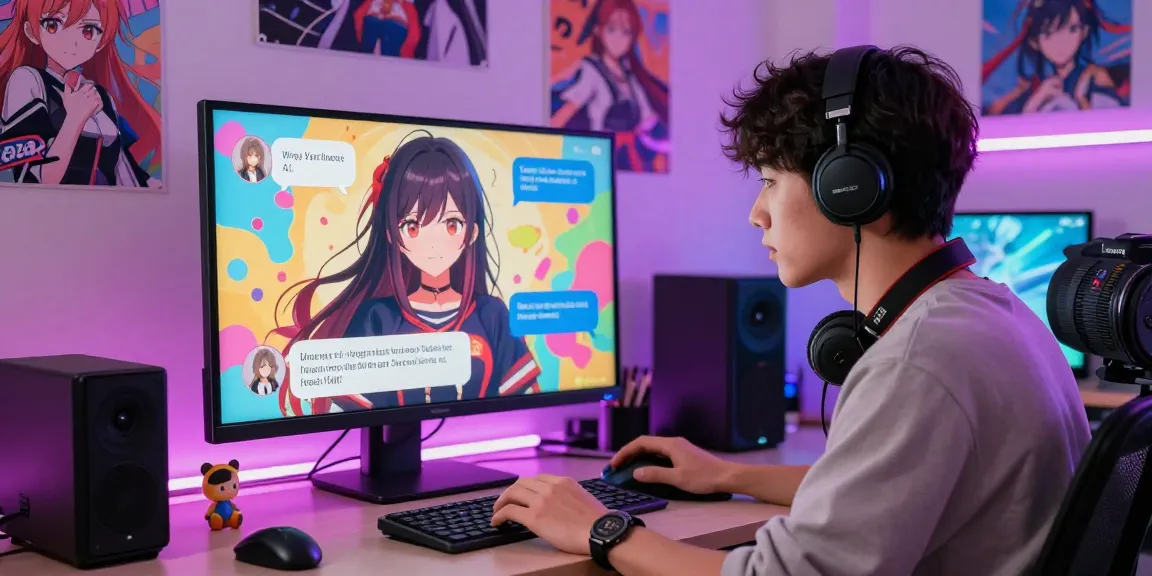Engaging ai chat hentai conversation on a tablet with a vibrant anime character, showcasing modern digital interaction.