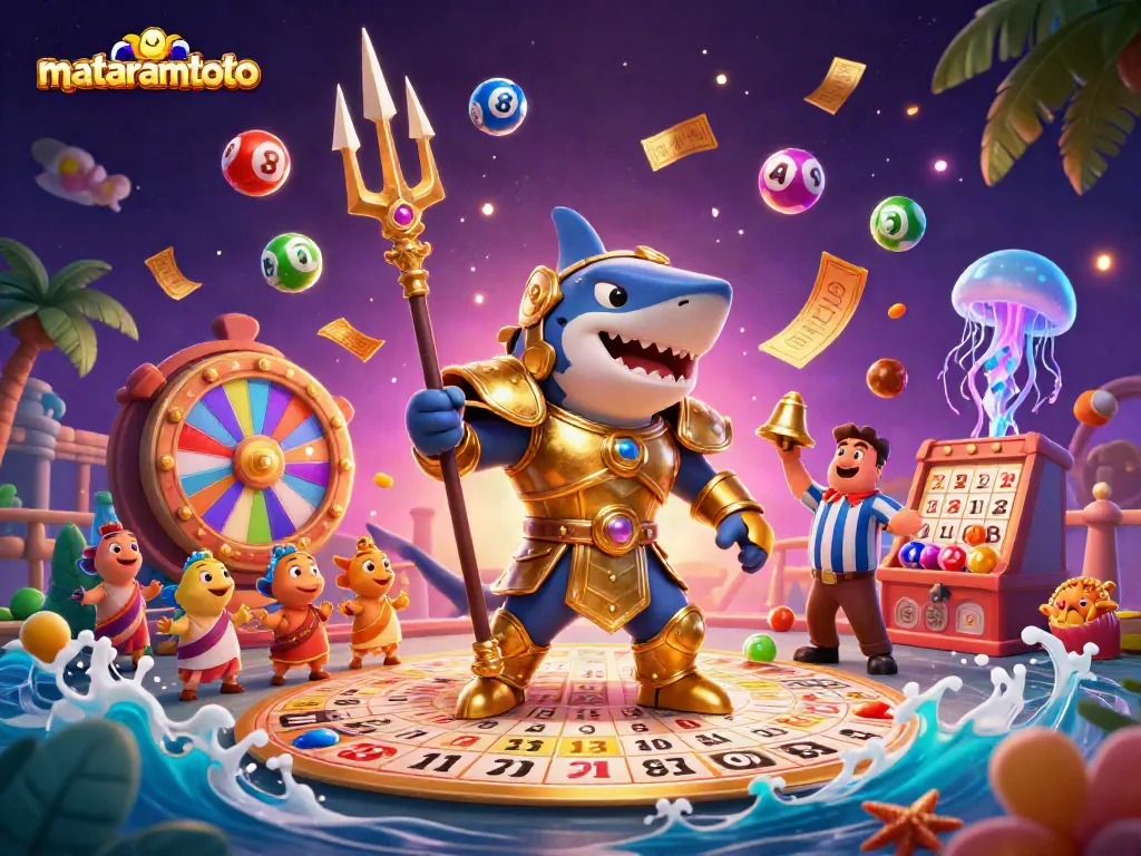 Experience thrilling wins with mataramtoto in this vibrant underwater gambling colosseum scene.