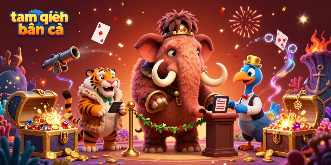 Engaging scene of tam tiên bắn cá featuring a woolly mammoth bouncer and vibrant underwater gaming elements.