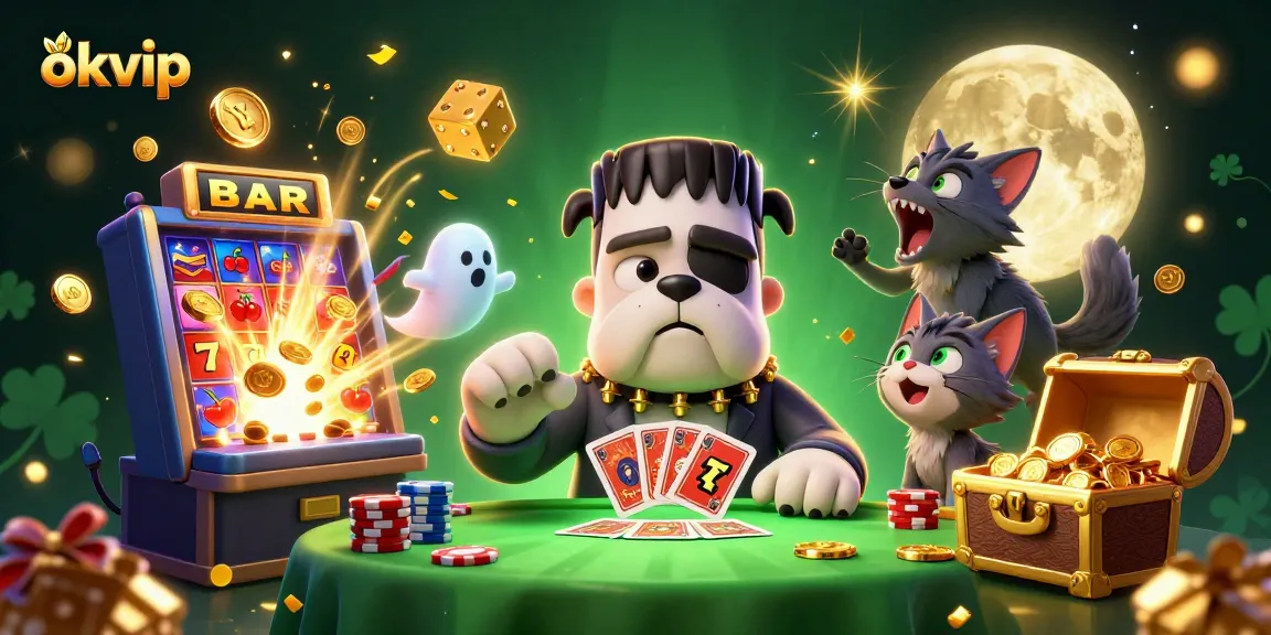Engage with okvip in a vibrant 3D casino illustration showcasing thrilling gaming action.